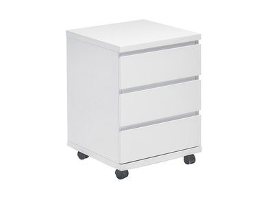 Caisson de rangement &agrave; roulettes blanc laqu&eacute; brillant SKIVE