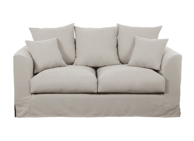 Canapé 2 places déhoussable en tissu coloris lin FEVER