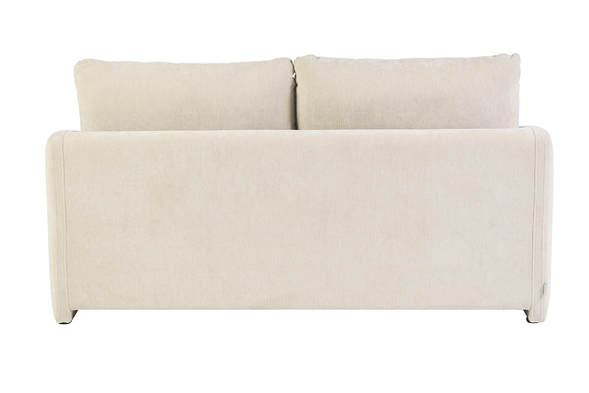 Canap� 2 places en tissu effet velours textur� beige PAULIN