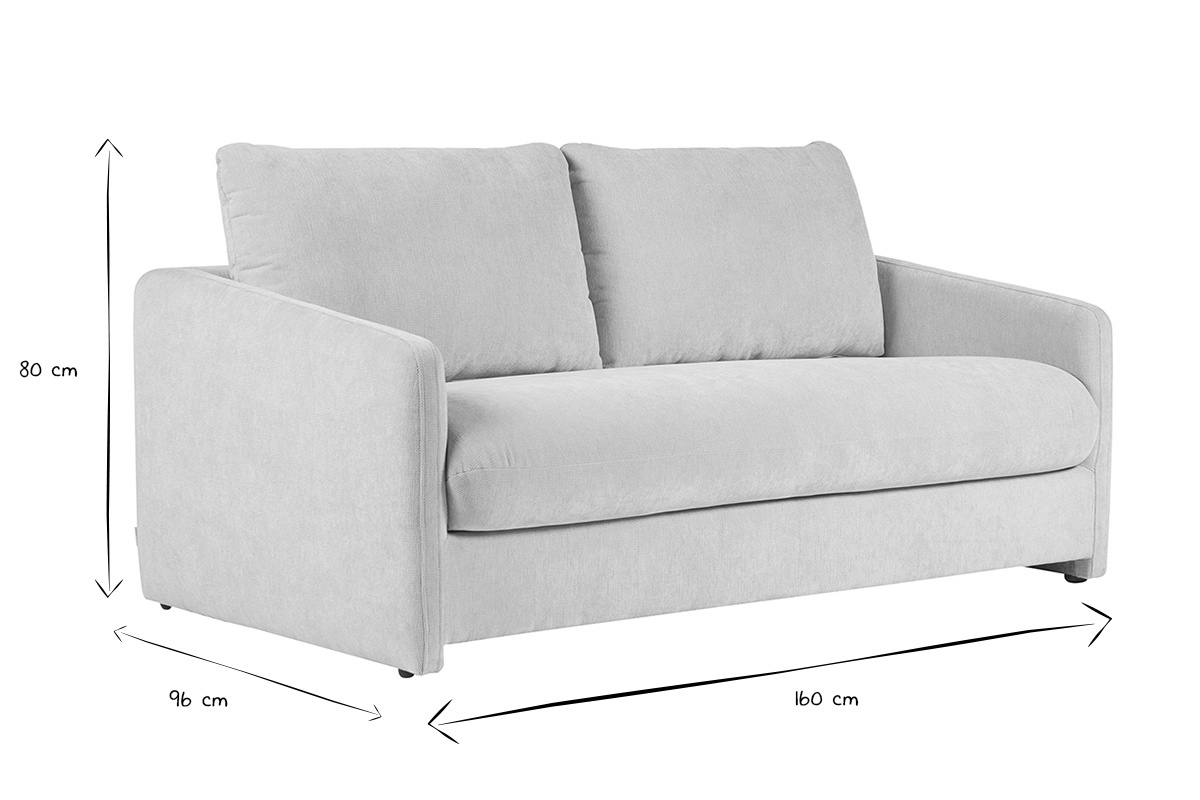 Canap� 2 places en tissu effet velours textur� beige PAULIN