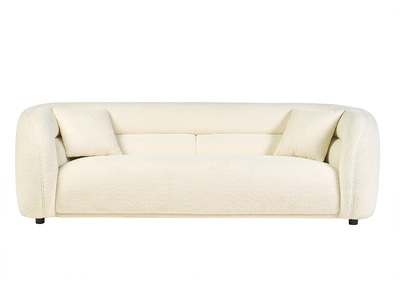 Canapé 3-4 places en tissu bouclette blanc cassé MOCHI