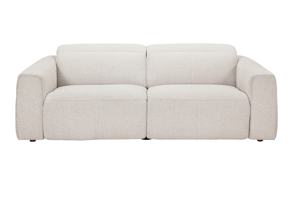 Canap� 3 places avec t�ti�res ajustables et repose-pieds �lectrique en tissu effet velours textur� beige AVORIAZ