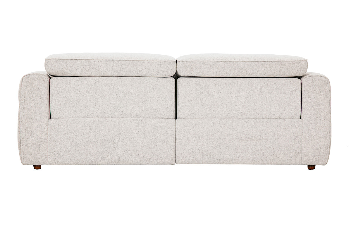 Canap� 3 places avec t�ti�res ajustables et repose-pieds �lectrique en tissu effet velours textur� beige AVORIAZ