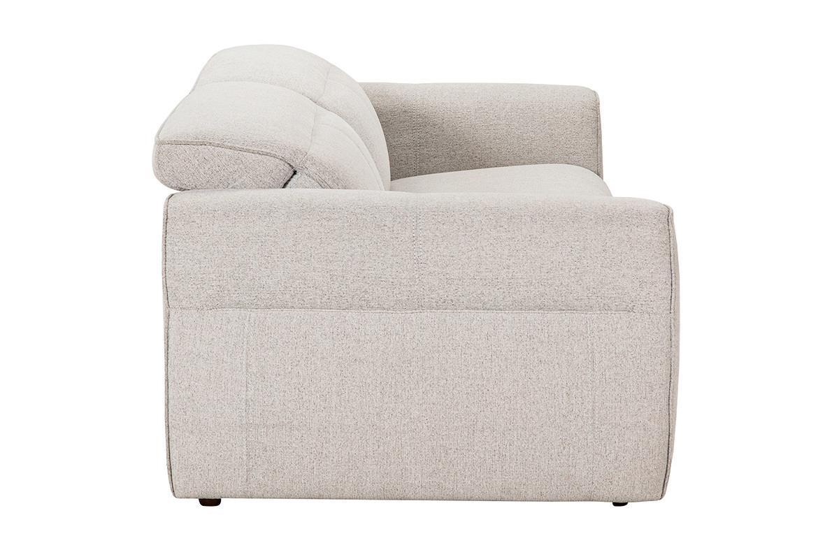 Canap� 3 places avec t�ti�res ajustables et repose-pieds �lectrique en tissu effet velours textur� beige AVORIAZ