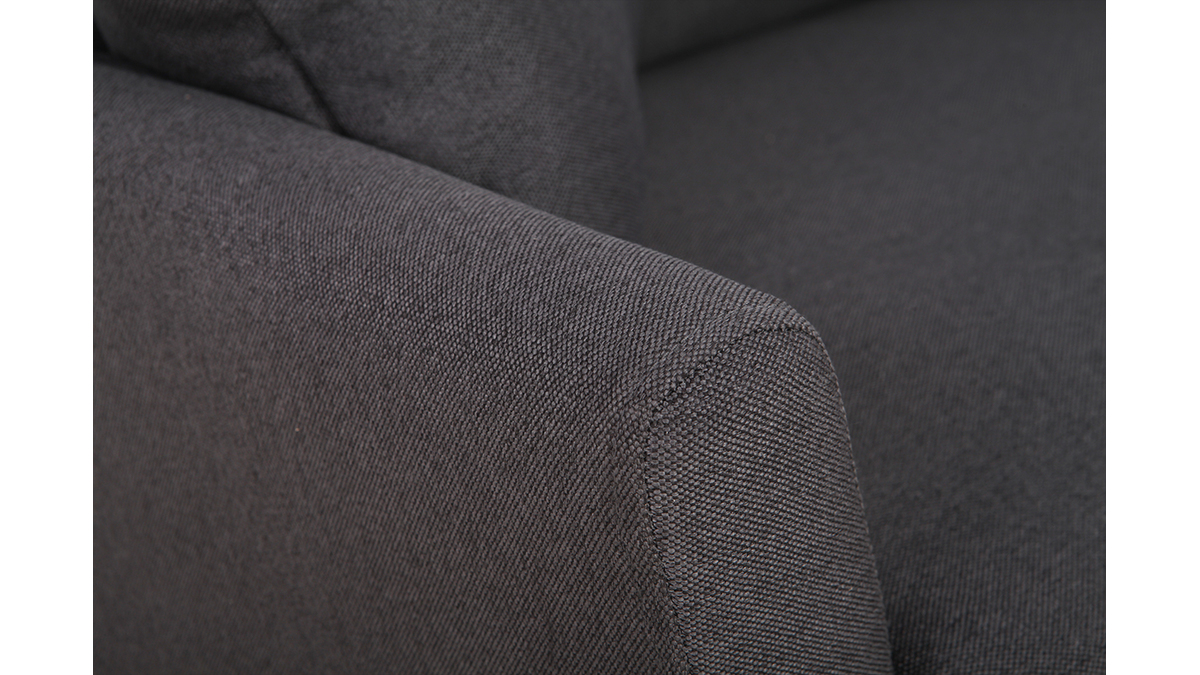 Canap 3 places design en tissu gris fonc avec rangement MEDLEY