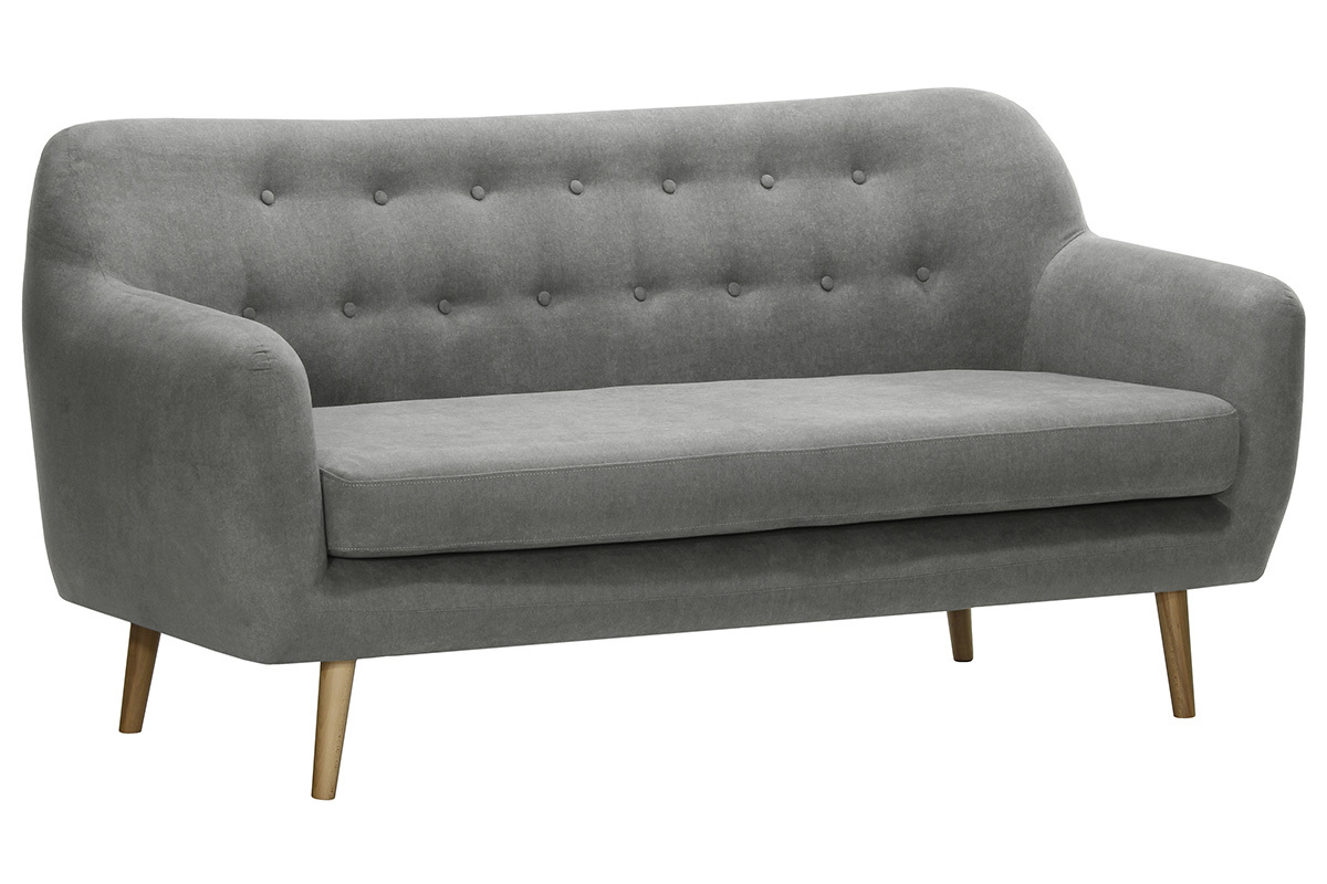 Canap� 3 places design tissu gris ABSOLUTE