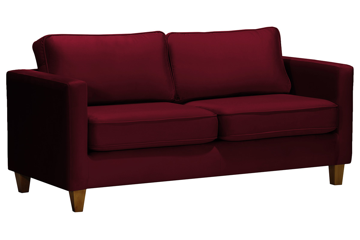 Canap� 3 places design velours bordeaux LYRIC