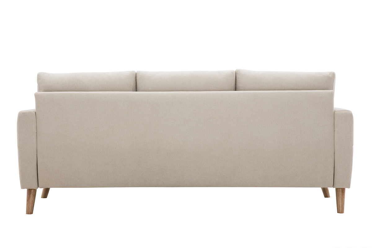 Canap 3 places en tissu beige et bois clair MUNIK