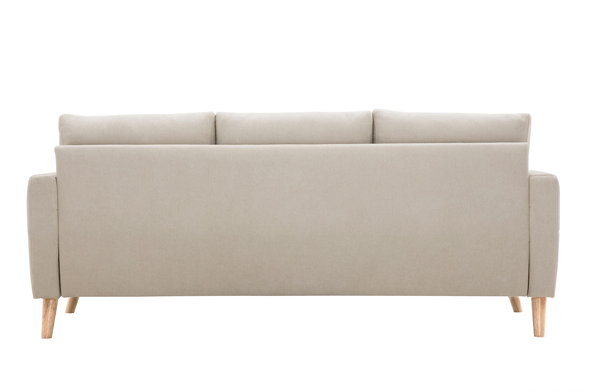 Canap 3 places en tissu beige et bois clair MUNIK