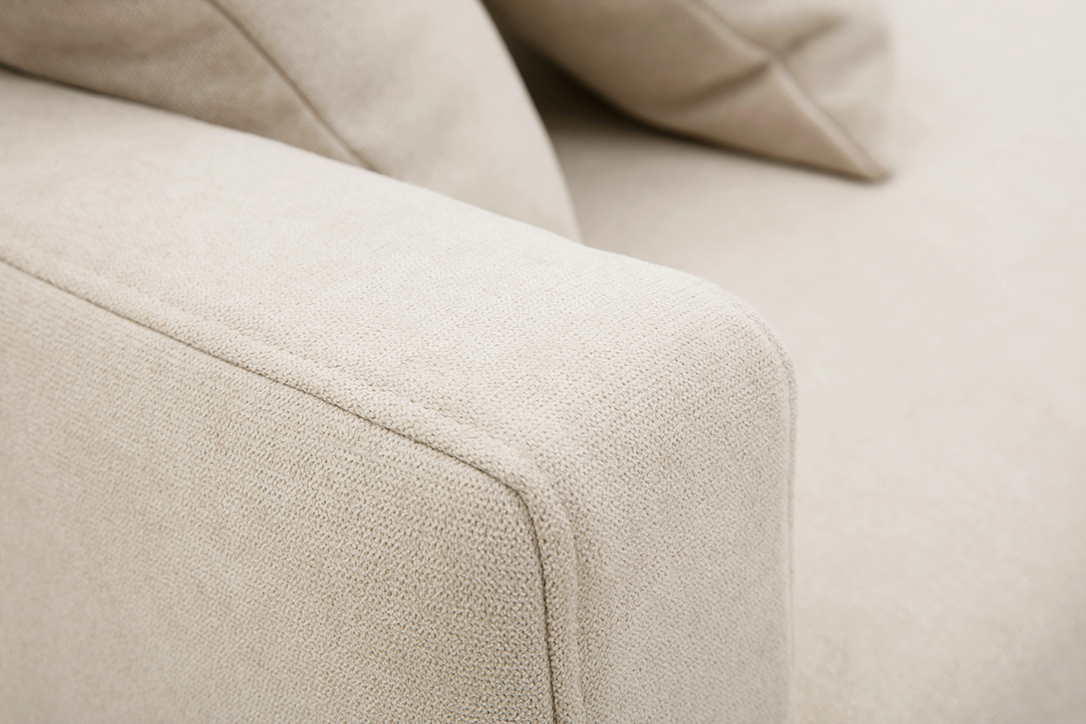 Canap 3 places en tissu beige et bois clair MUNIK
