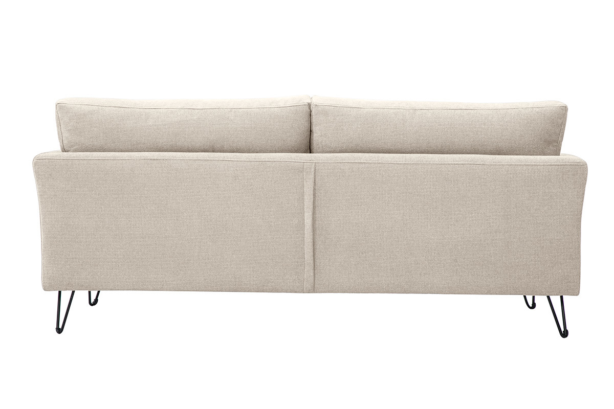 Canap� 3 places en tissu chenille beige et m�tal OSLO