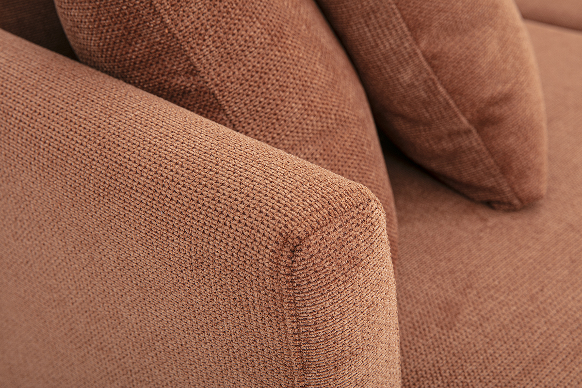 Canap� 3 places en tissu chenille terre br�l�e et m�tal OSLO
