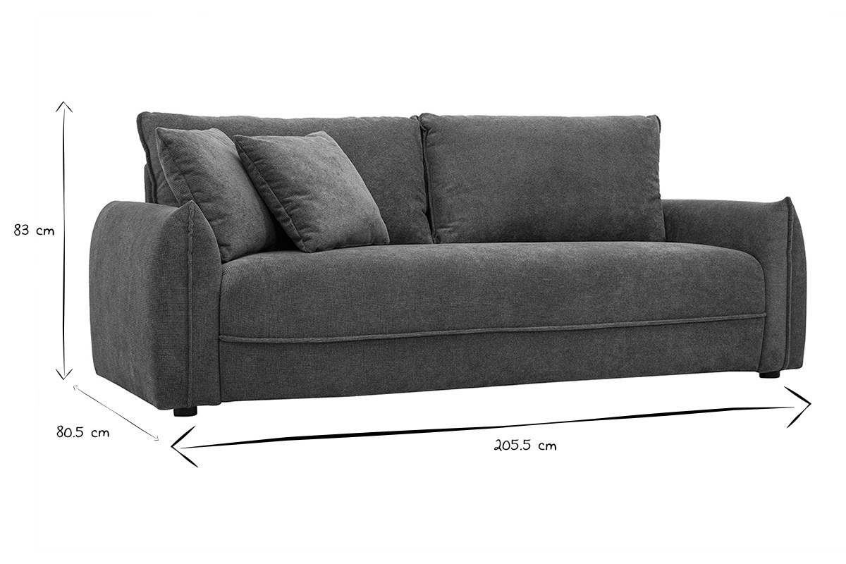 Canap� 3 places en tissu chenille vert kaki PIO