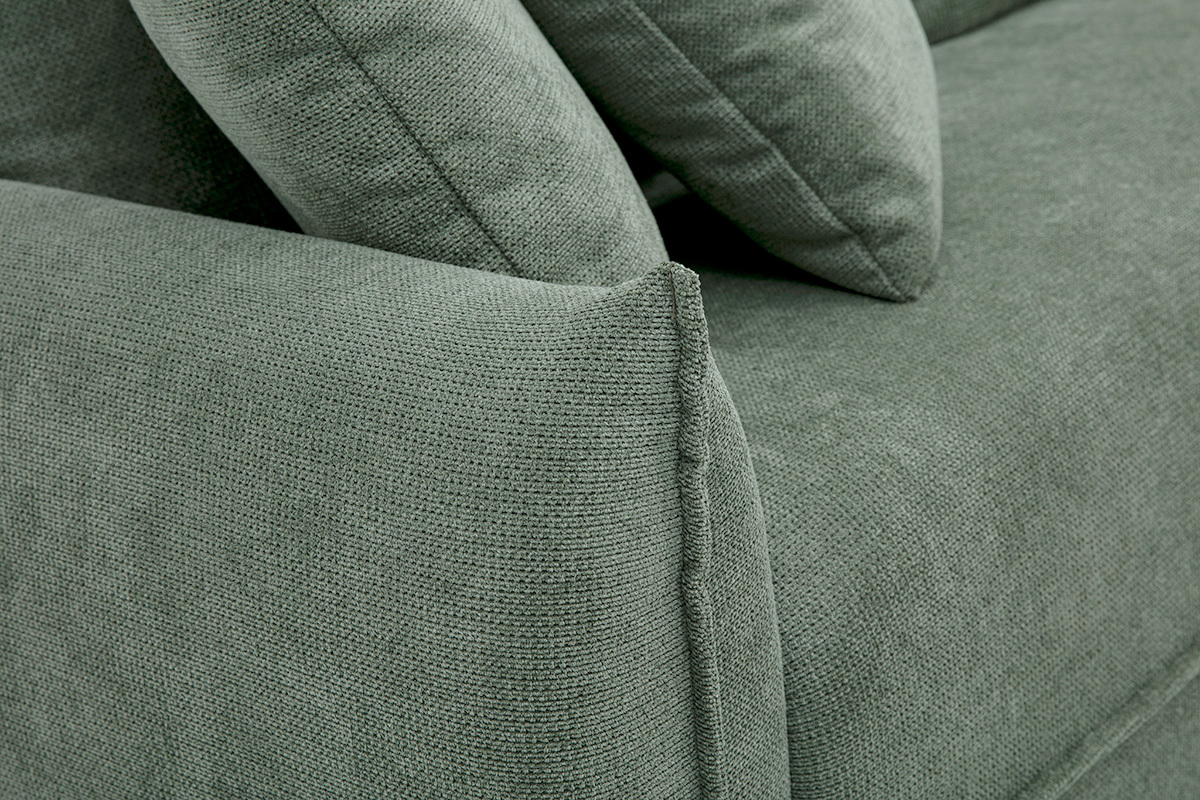 Canap� 3 places en tissu chenille vert kaki PIO
