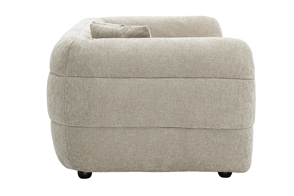 Canap 3 places en tissu effet velours textur beige JOYA
