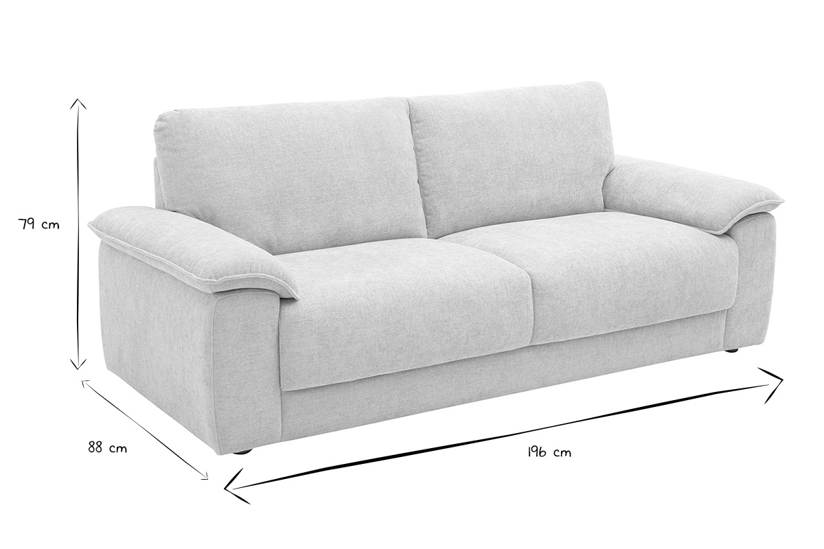 Canap� 3 places en tissu effet velours textur� beige LIVIO