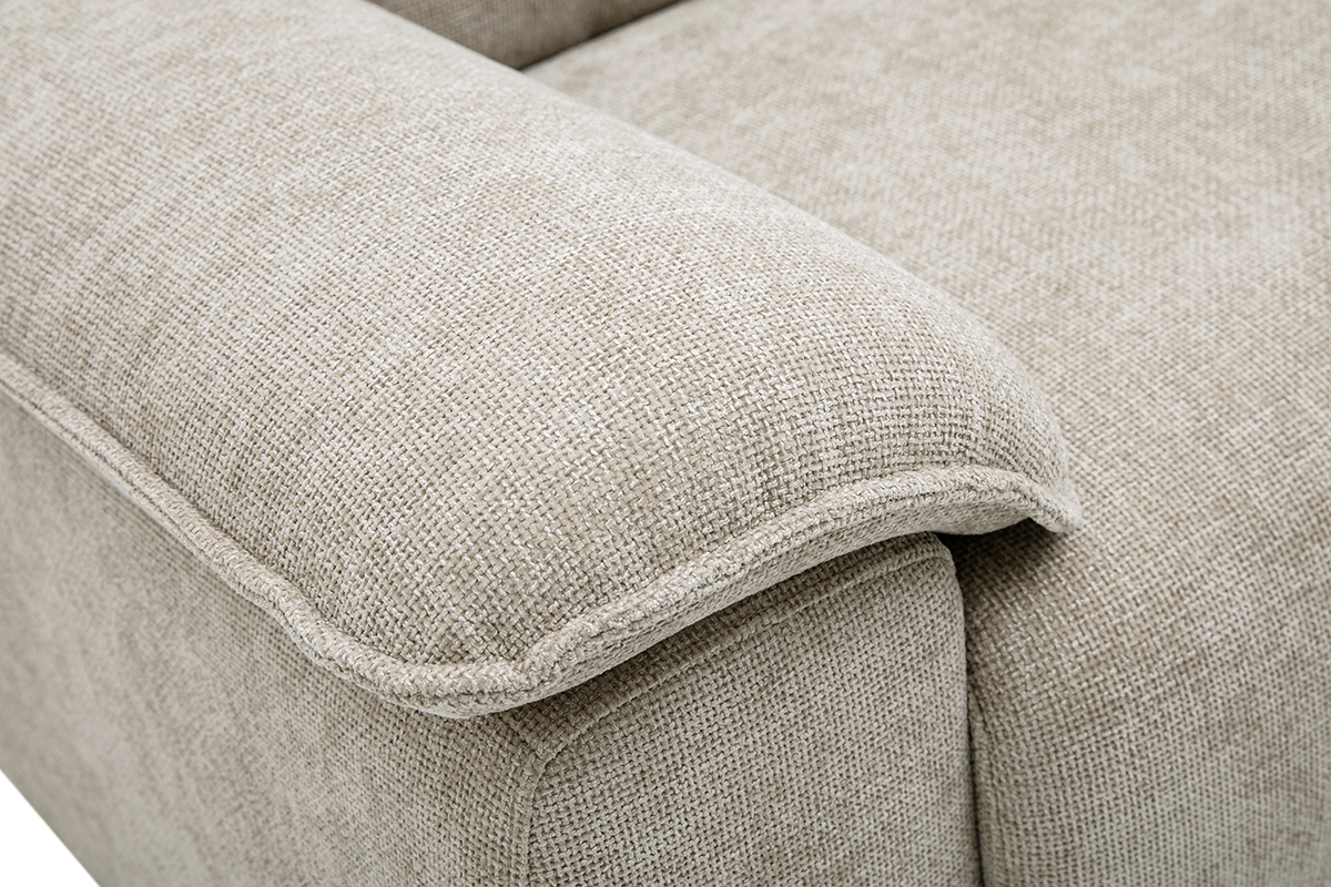 Canap� 3 places en tissu effet velours textur� beige LIVIO