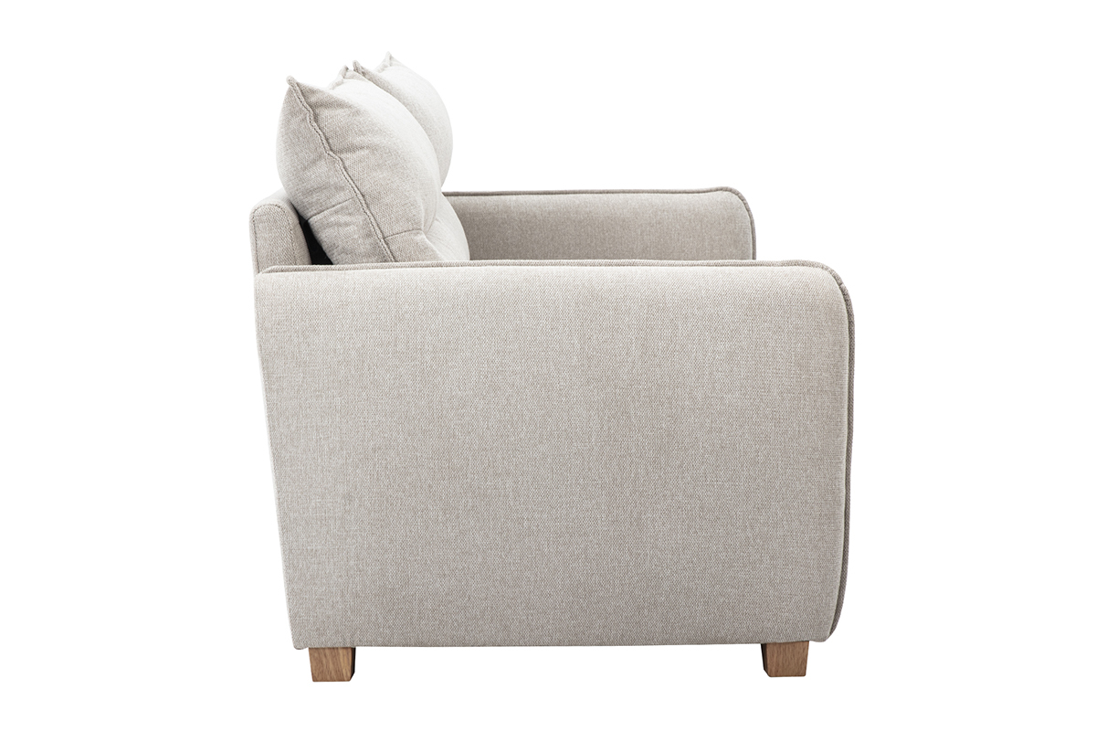 Canap 3 places en tissu effet velours textur beige RENZO