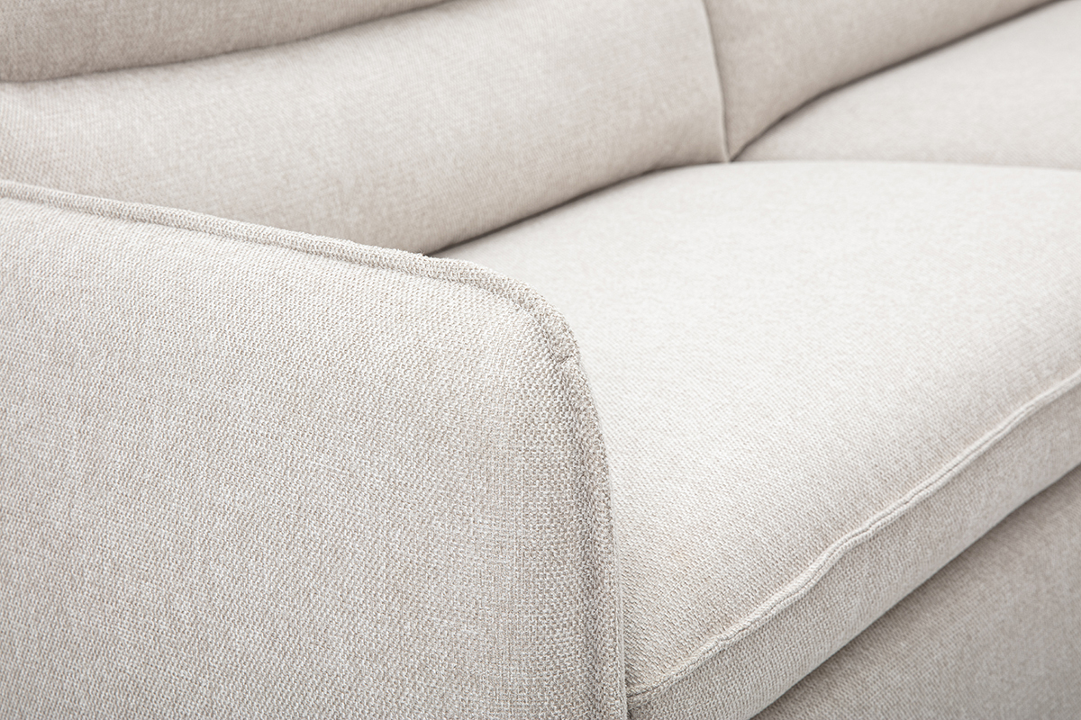 Canap 3 places en tissu effet velours textur beige RENZO