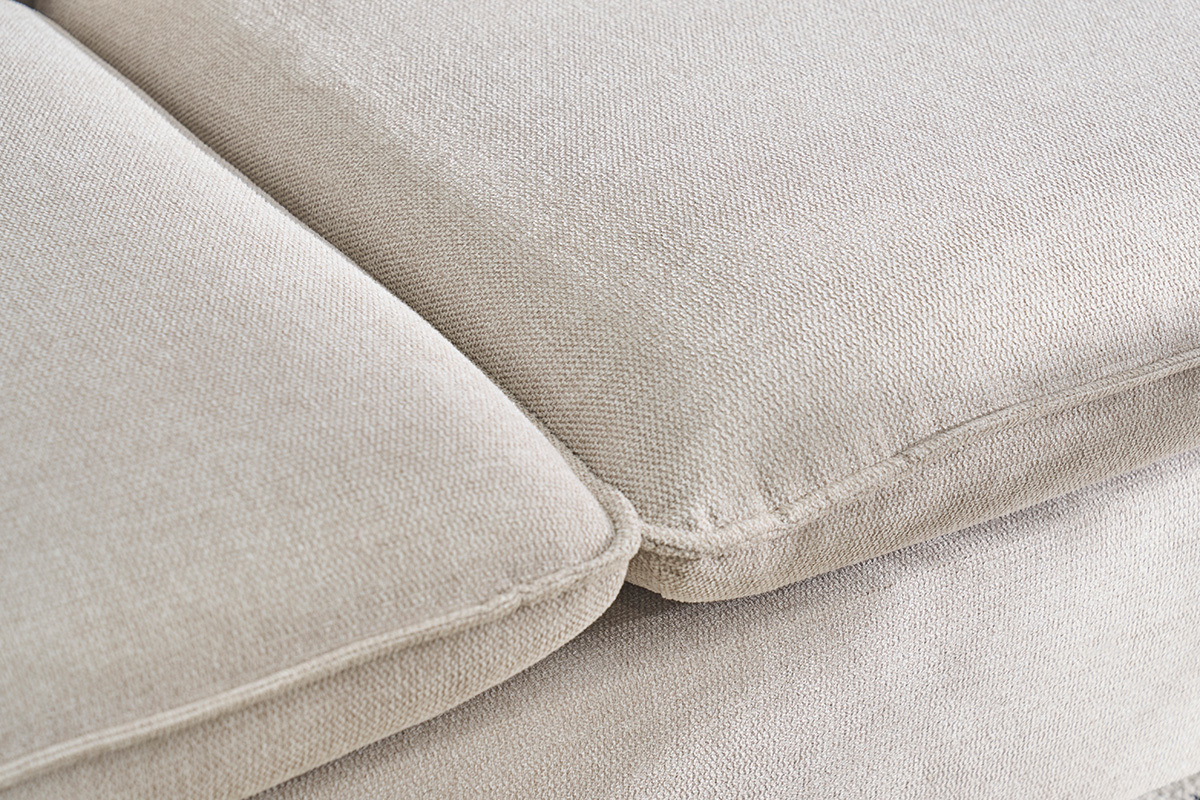 Canap� 3 places en tissu effet velours textur� beige RENZO