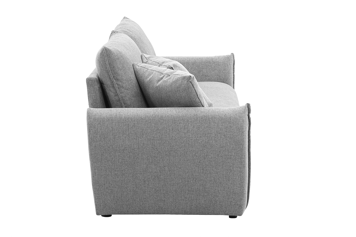 Canap 3 places en tissu effet velours textur gris PIO