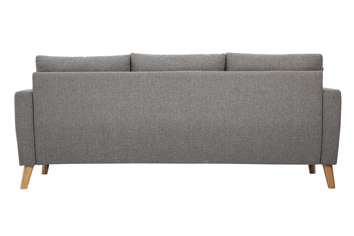 Canap� 3 places en tissu gris et bois clair MUNIK