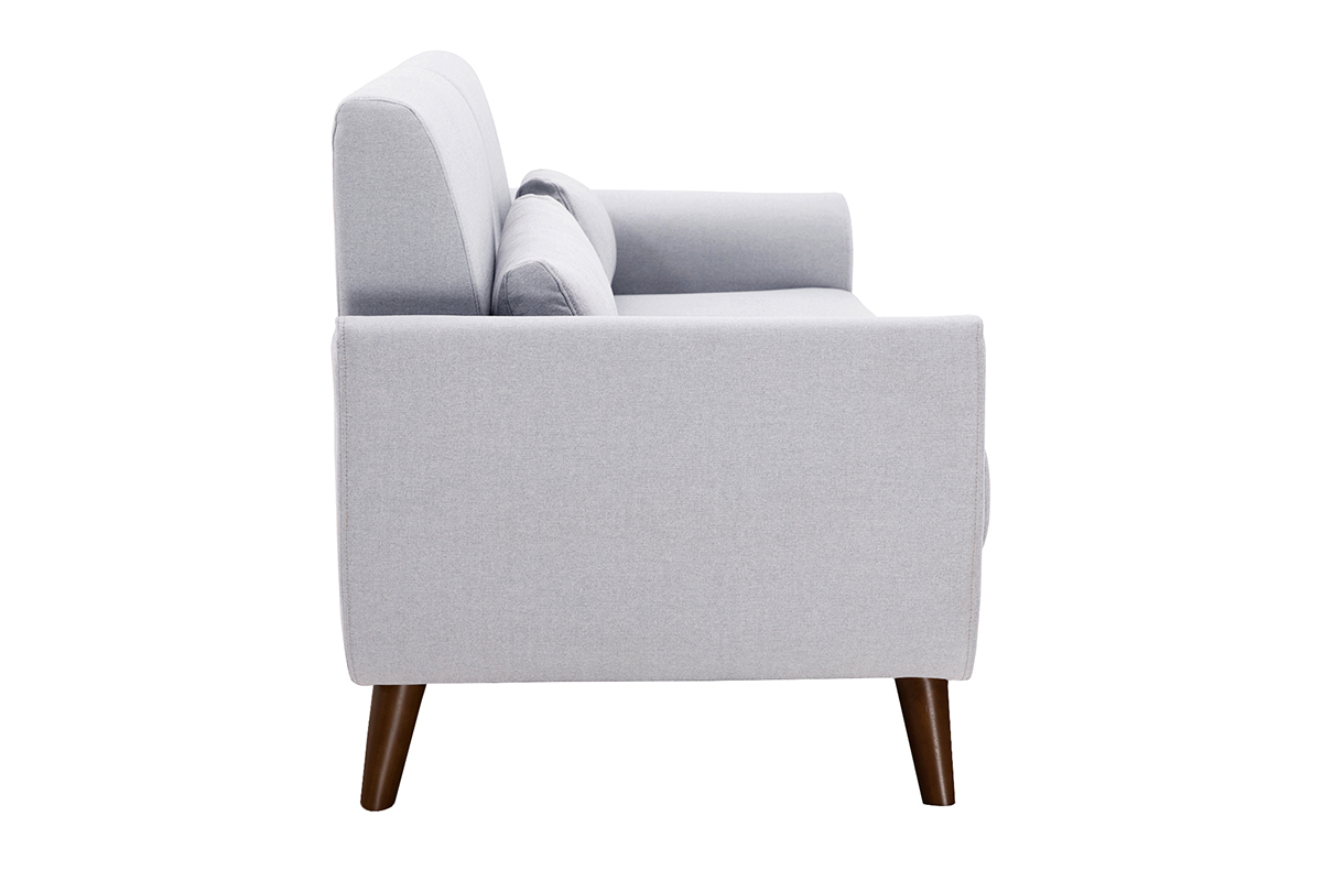 Canap 3 places en tissu gris et bois fonc EKTOR