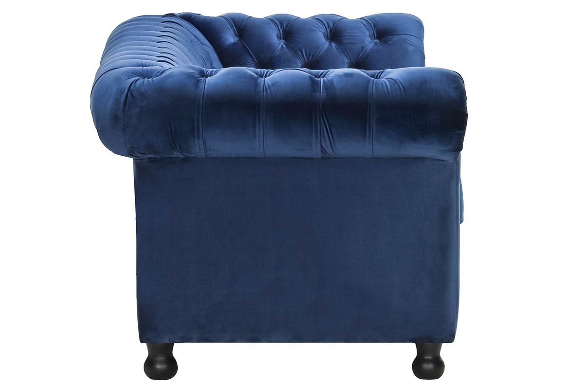 Canap� 3 places velours bleu fonc� CHESTERFIELD