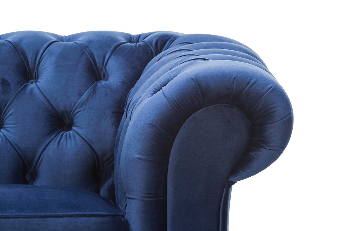 Canap� 3 places velours bleu fonc� CHESTERFIELD