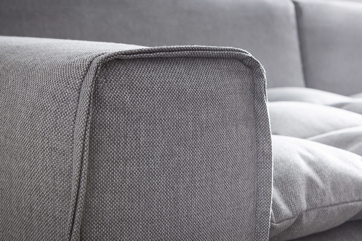 Canap� 4 places design tissu gris clair MELLOW