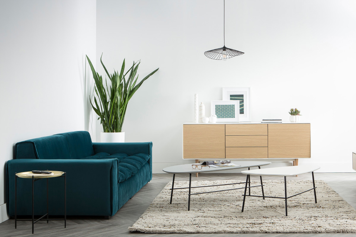 Canap� 4 places design velours vert opale MELLOW