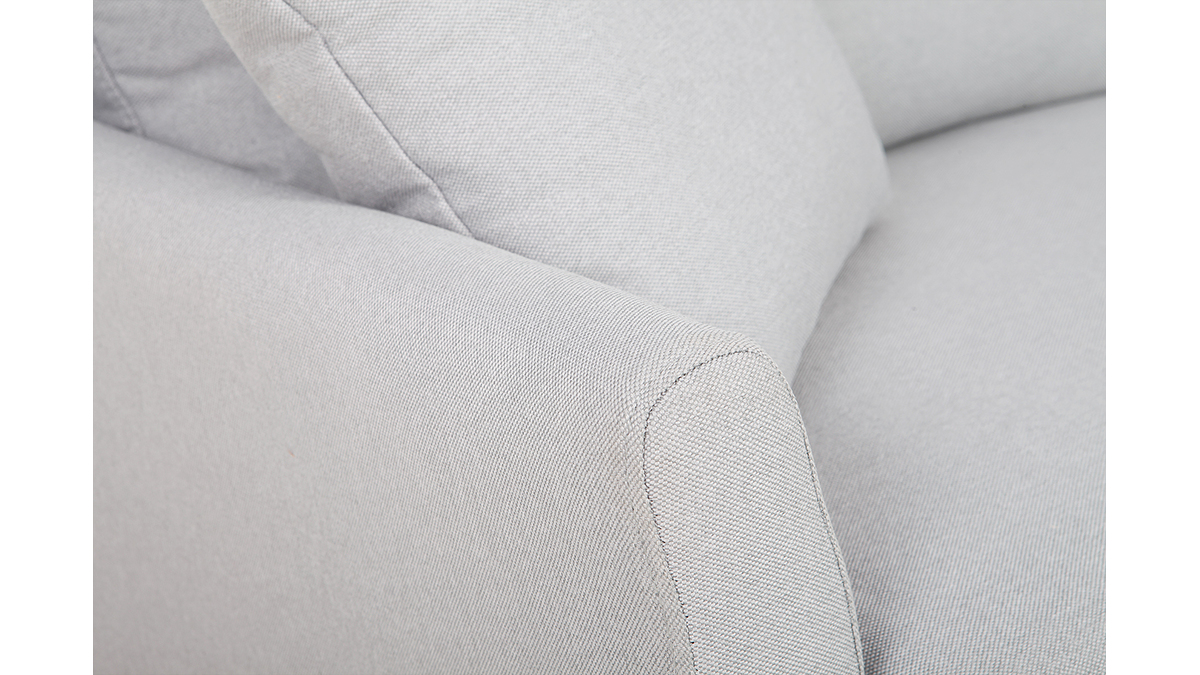 Canap avec coffre 3 places en tissu gris clair et bois fonc MEDLEY