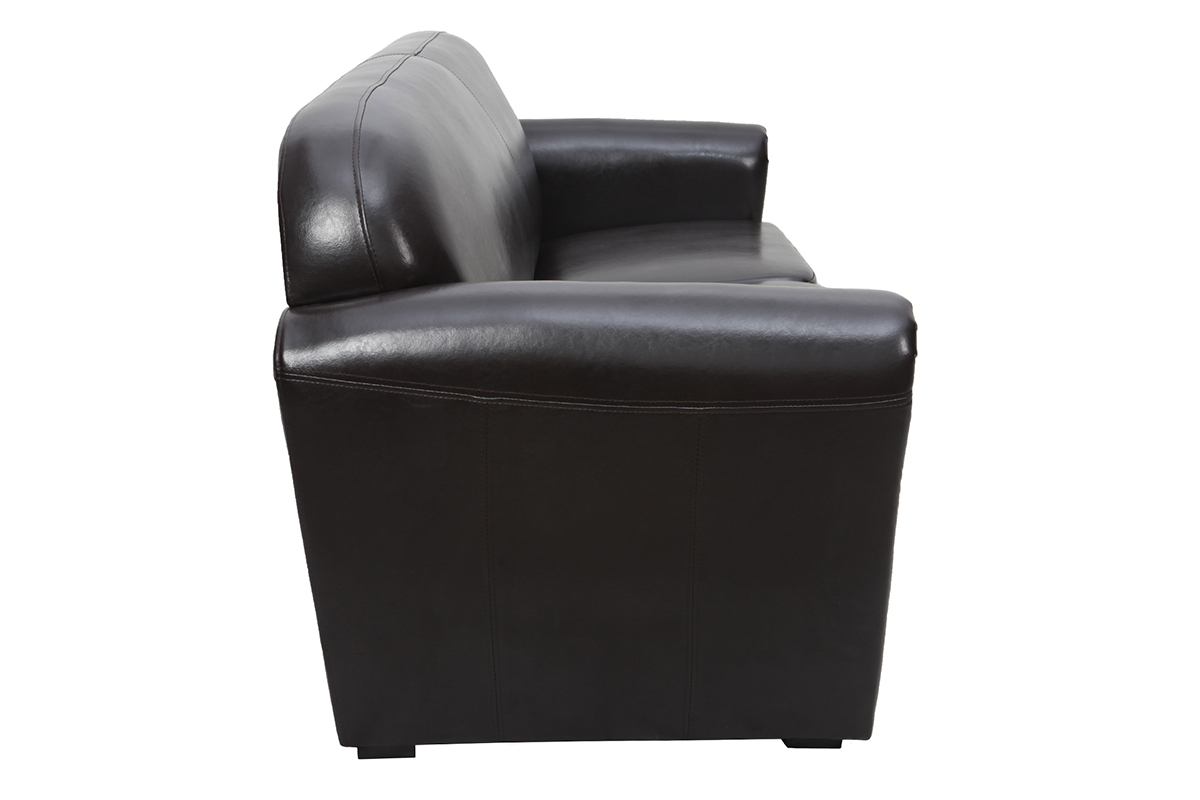 Canap� Club convertible cuir marron fonc� 3 places - cuir de vachette