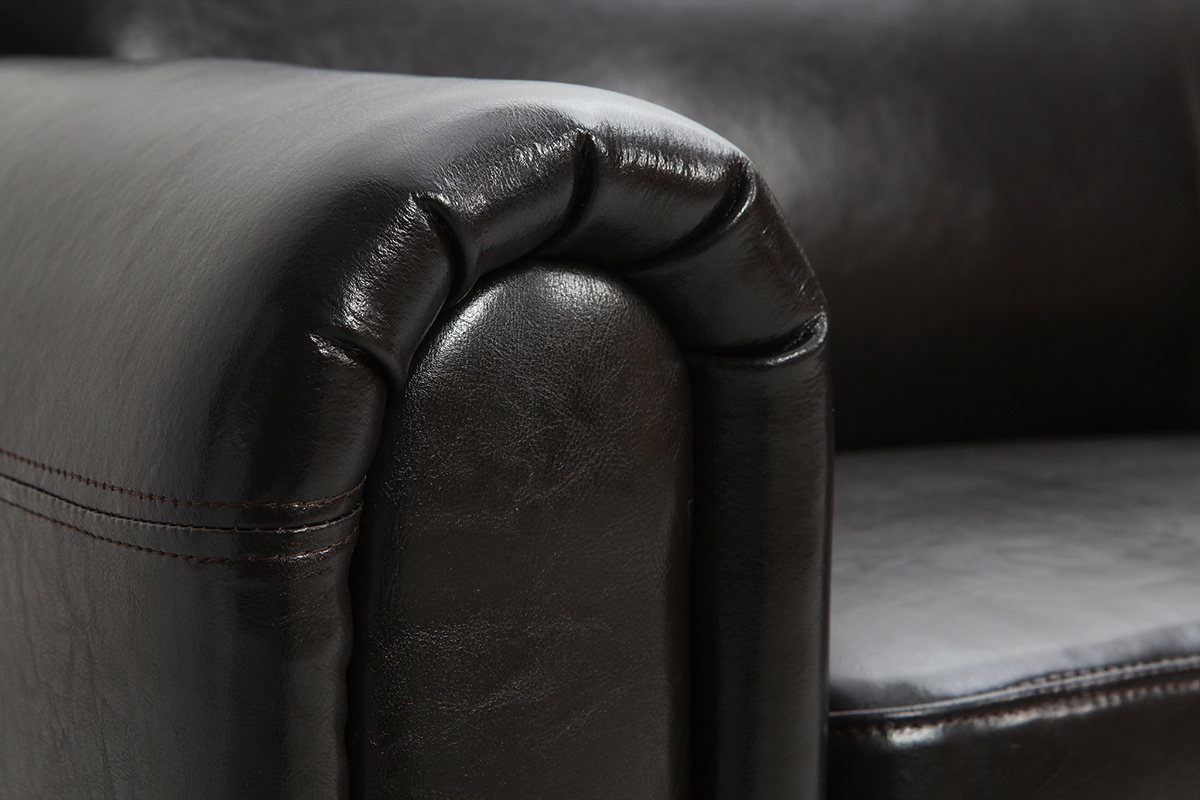 Canap� Club convertible cuir marron fonc� 3 places - cuir de vachette