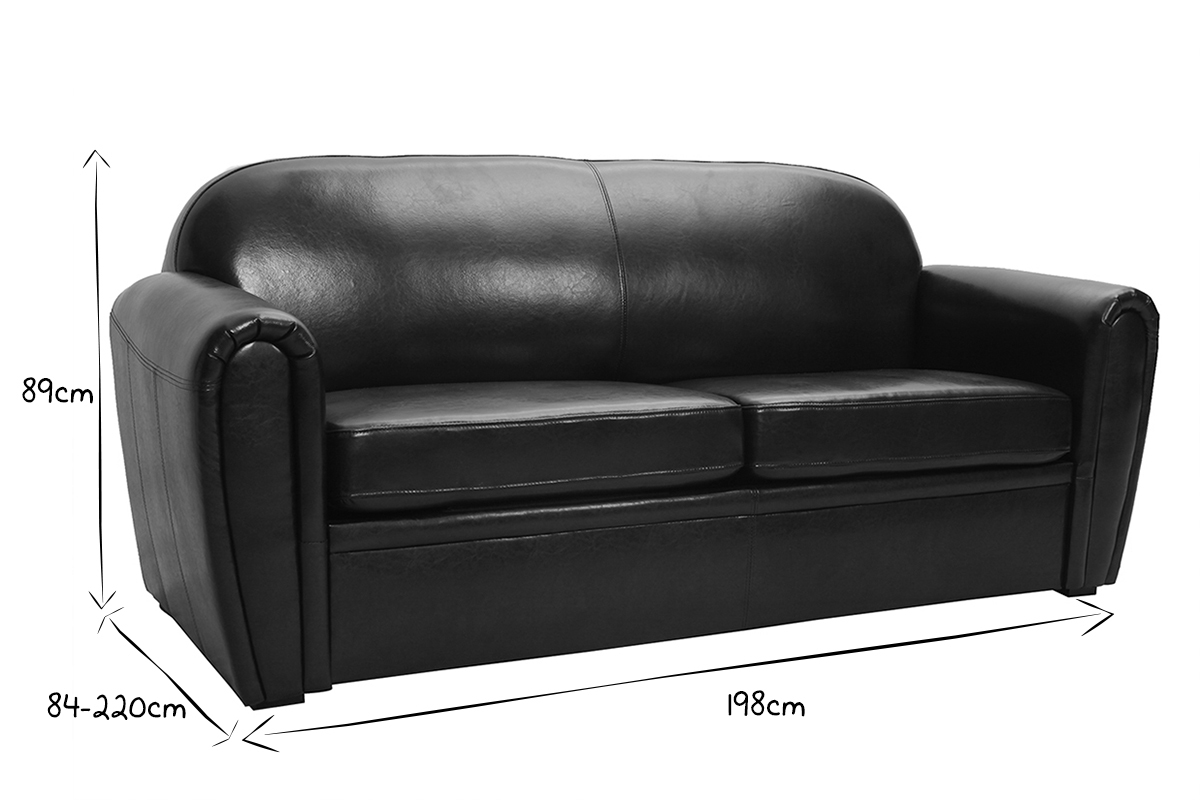 Canap� Club convertible cuir marron fonc� 3 places - cuir de vachette