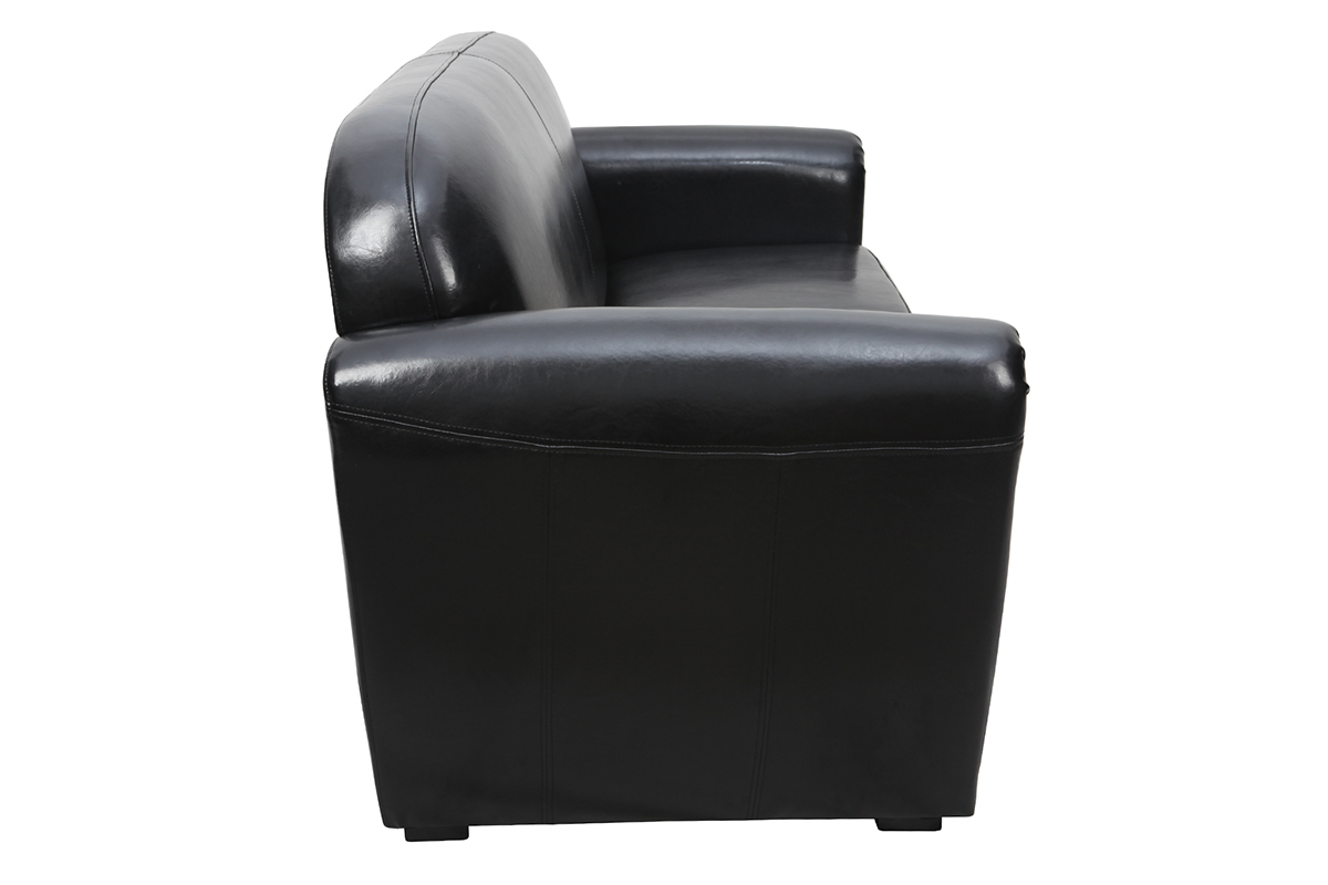 Canap� Club convertible en cuir noir 3 places - cuir de vachette