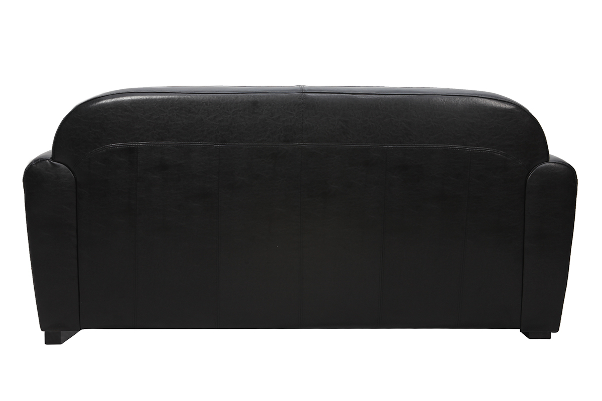 Canap� Club convertible en cuir noir 3 places - cuir de vachette