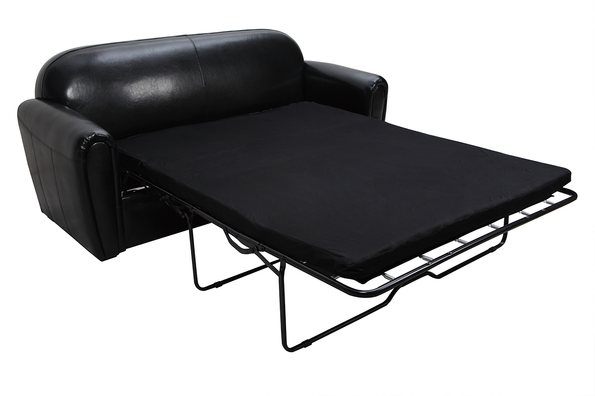 Canap� Club convertible en cuir noir 3 places - cuir de vachette