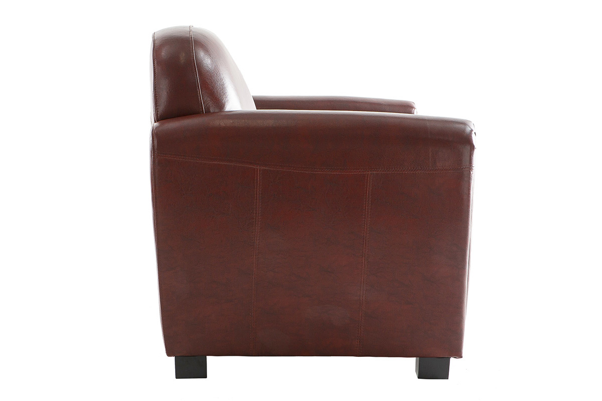 Canap Club cuir marron clair 2 places - cuir de vachette