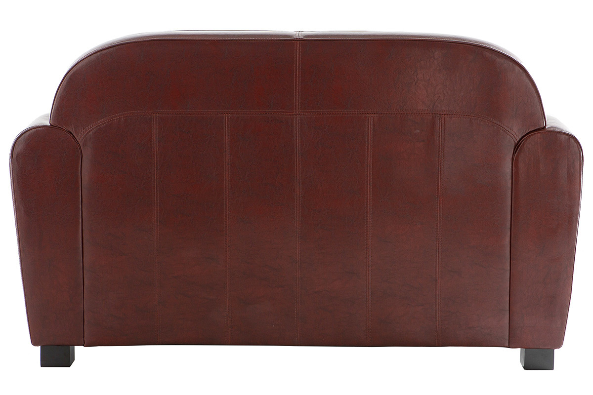 Canap Club cuir marron clair 2 places - cuir de vachette
