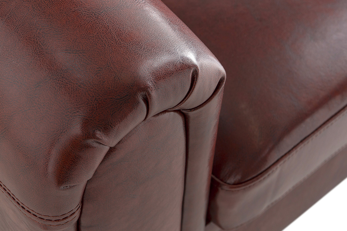 Canap Club cuir marron clair 2 places - cuir de vachette