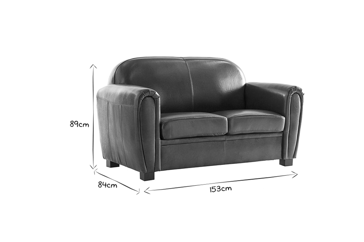 Canap Club cuir marron clair 2 places - cuir de vachette