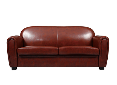 Canap&eacute; Club cuir marron clair 3 places - cuir de vachette