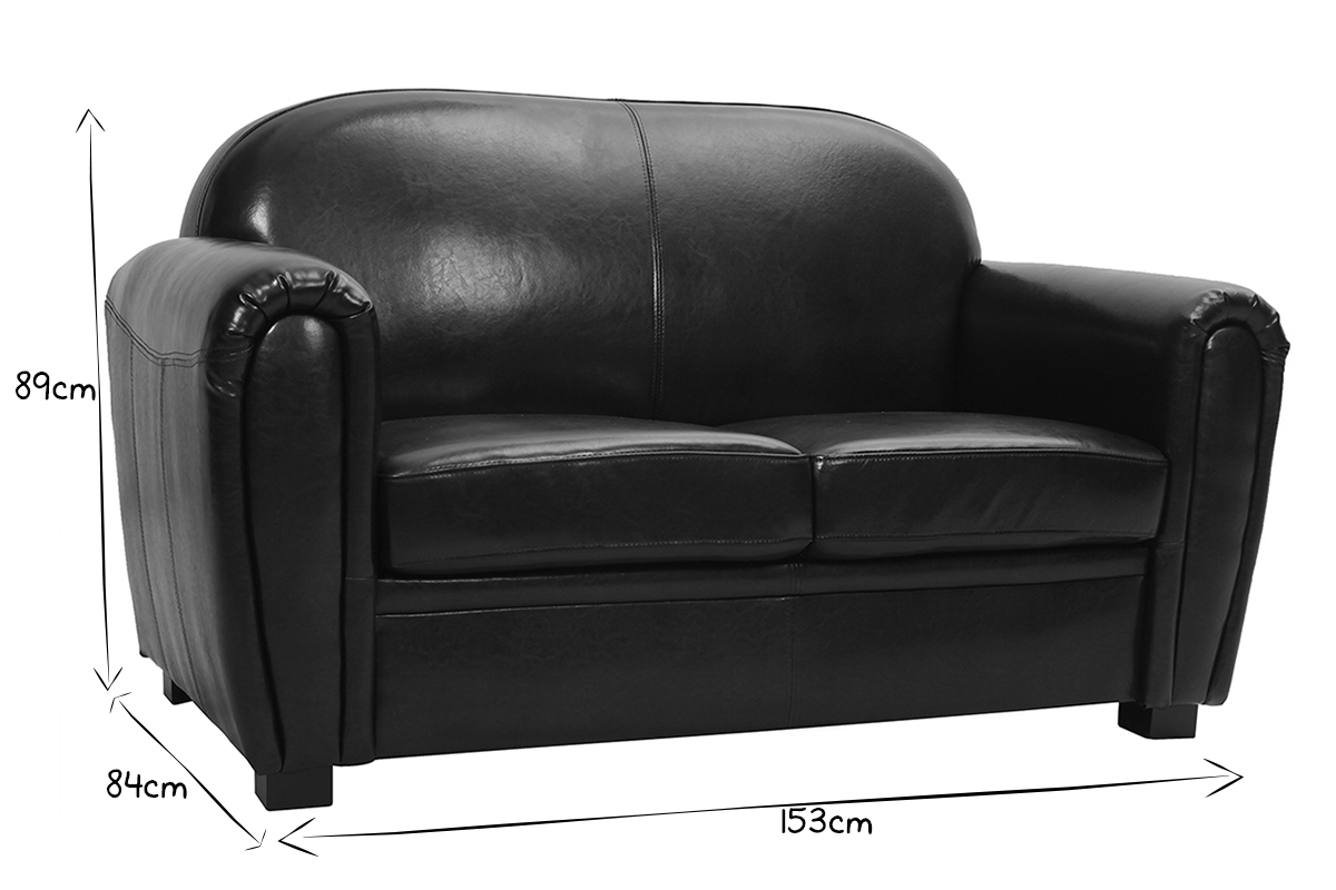 Canap� Club cuir marron fonc� 2 places - cuir de vachette