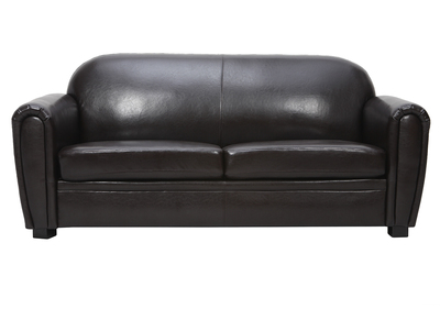 Canap&eacute; Club cuir marron fonc&eacute; 3 places - cuir de vachette