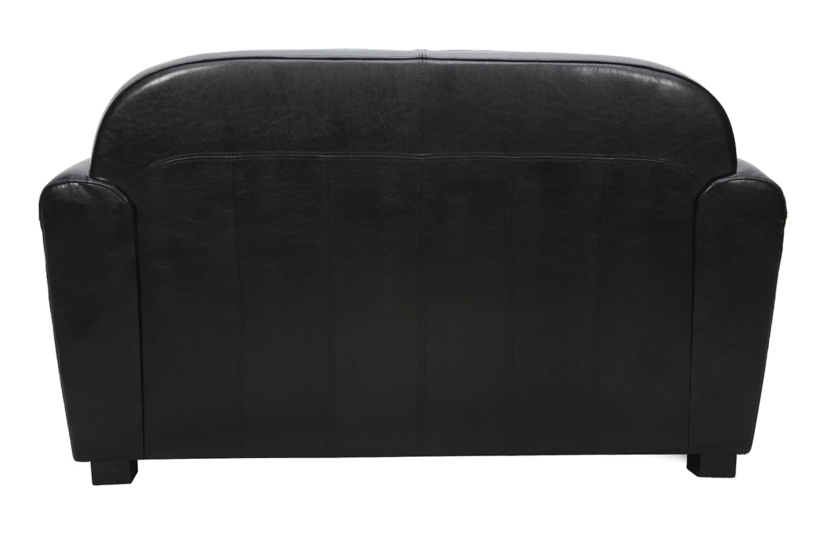 Canap� Club cuir noir 2 places - cuir de vachette