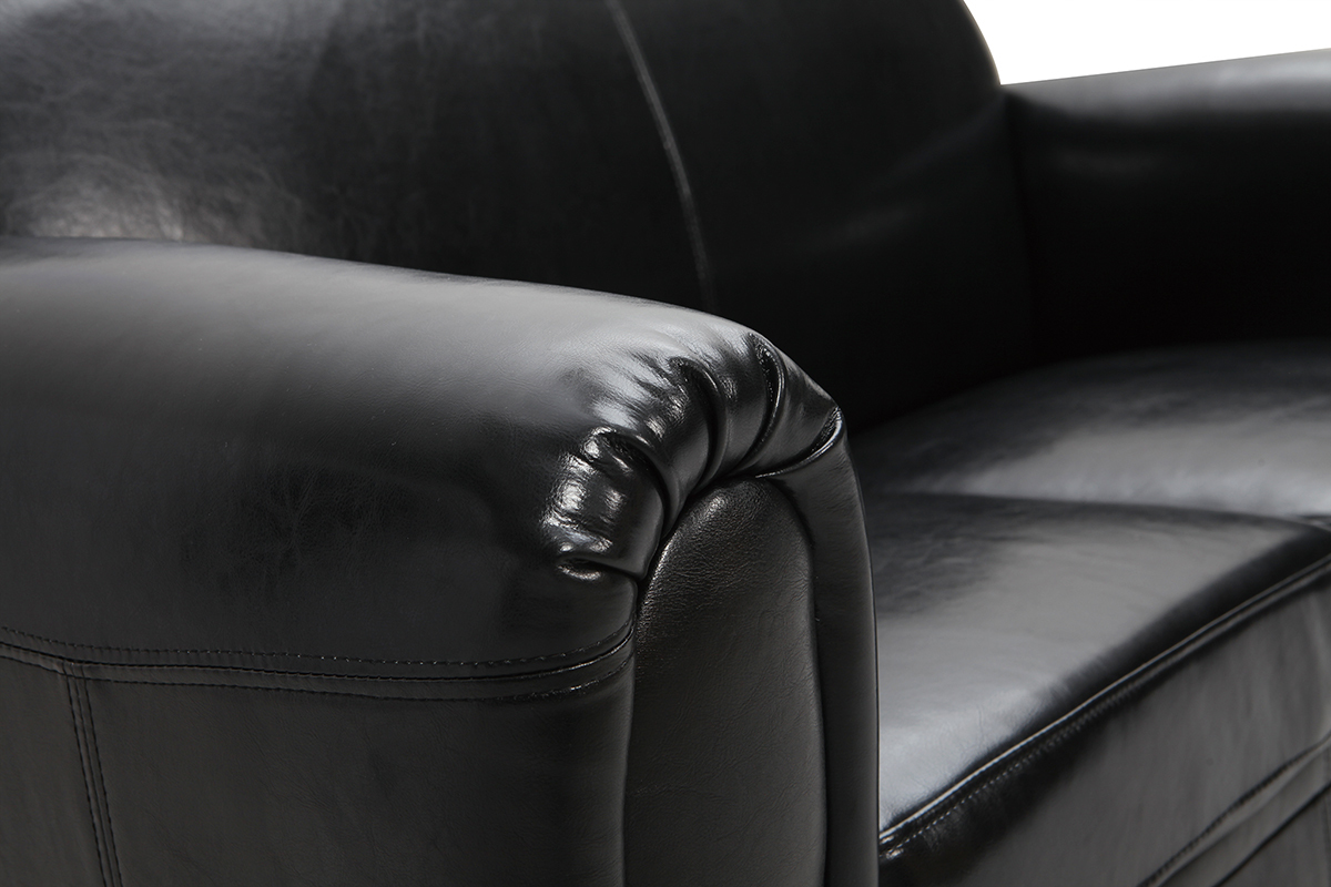 Canap� Club cuir noir 2 places - cuir de vachette