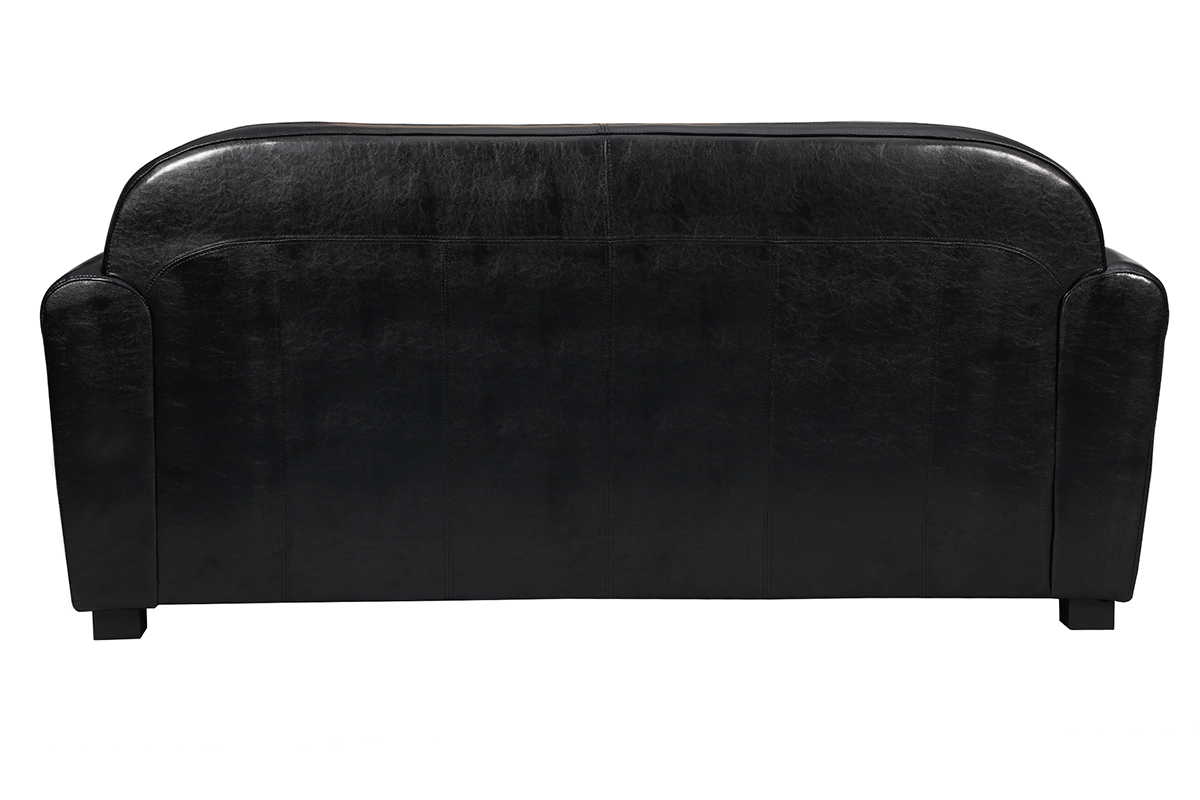 Canap� Club cuir noir 3 places - cuir de vachette