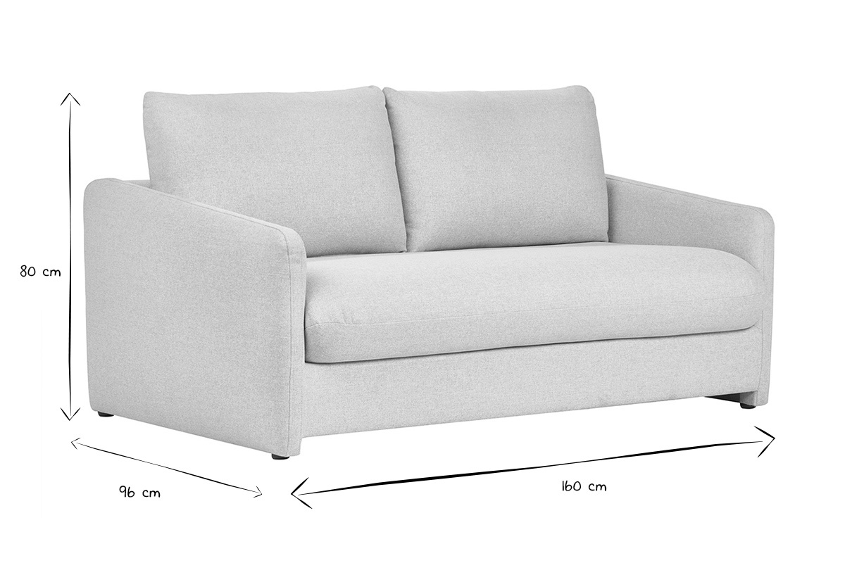 Canap convertible 2 places en tissu beige crme PAULIN