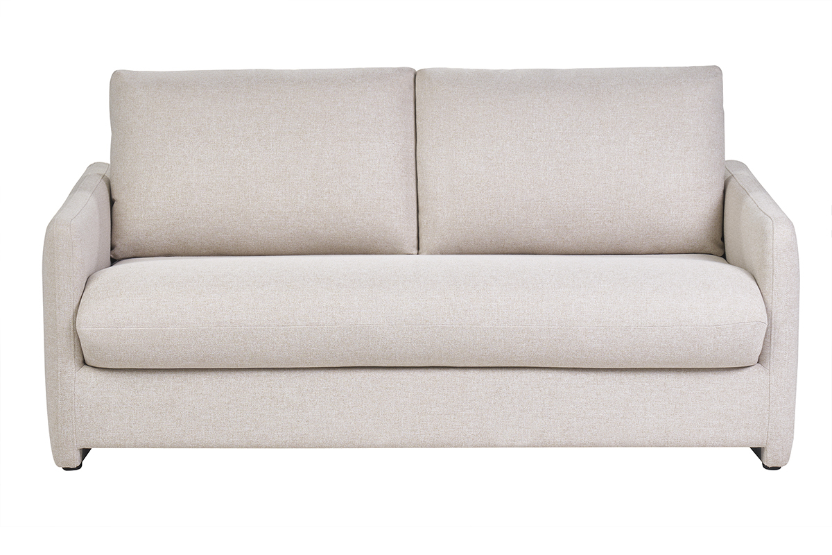 Canap convertible 2 places en tissu beige crme PAULIN
